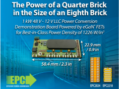 EPC推出超高功率密度1226 W/in³、1kW的48 V/12 VLLC转换器